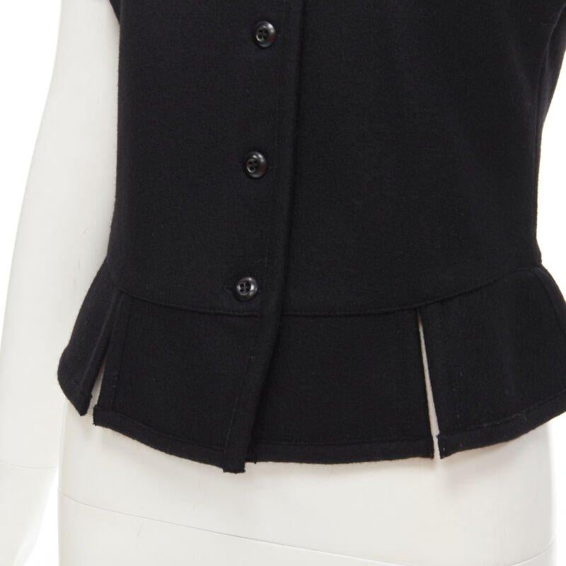 COMME DES GARCONS 1980er Jahre Vintage Schwarzes strukturiertes Oberteil aus Filz mit ausgestelltem Kragen und peplum im Angebot 5