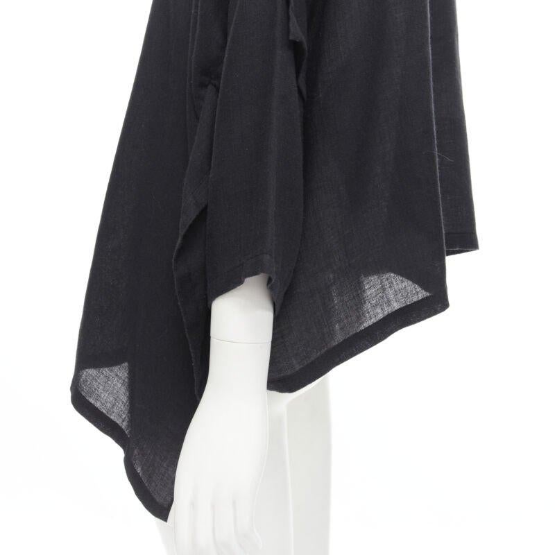 Black COMME DES GARCONS 1980s Vintage black linen square shorter back loose top S For Sale