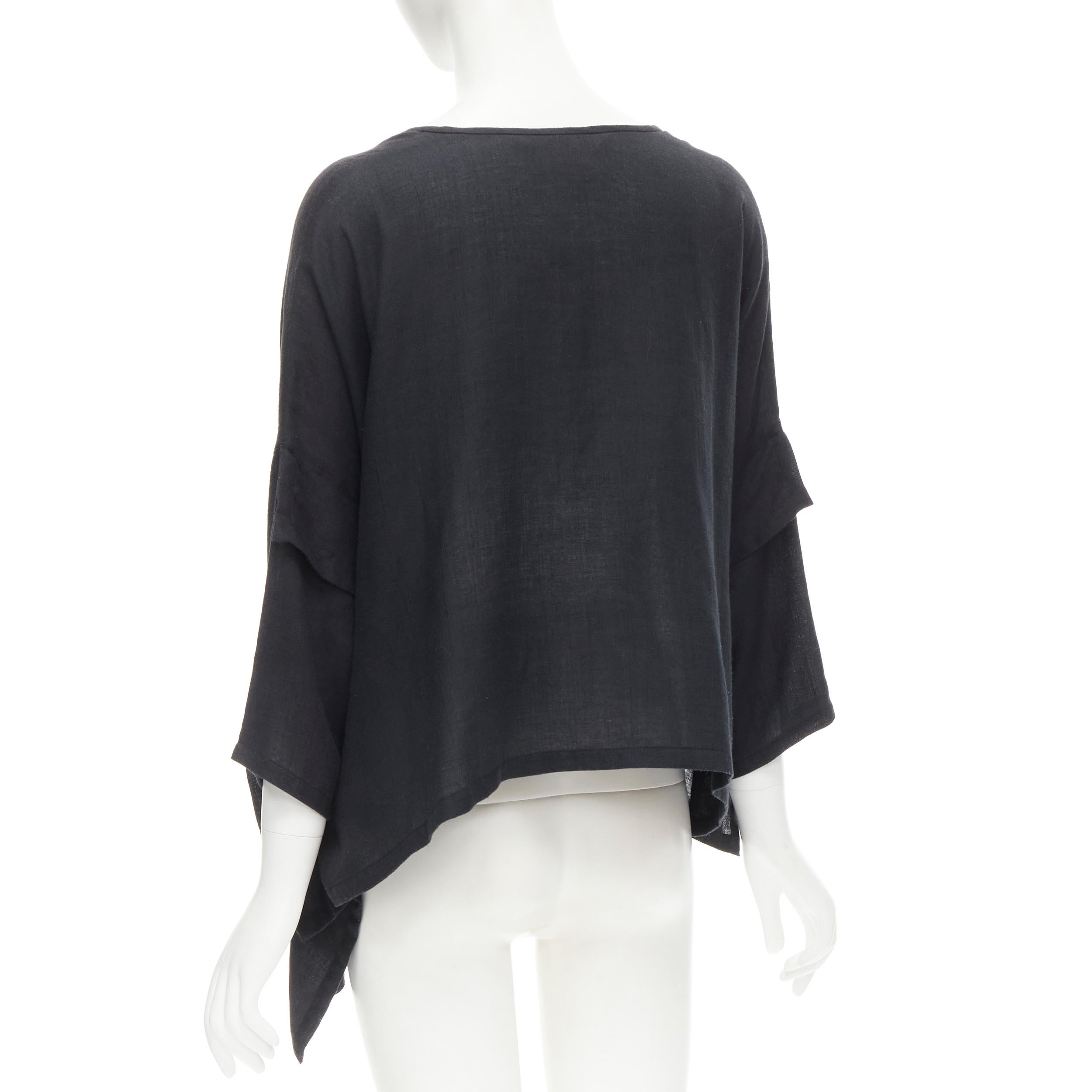 Women's COMME DES GARCONS 1980s Vintage black linen square shorter back loose top S For Sale