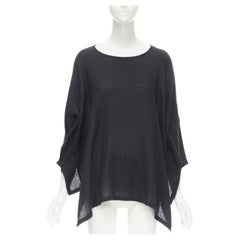 COMME DES GARCONS 1980s Vintage schwarz Leinen Quadrat kürzer zurück lose Top S