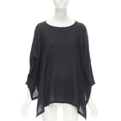 COMME DES GARCONS Años 80 Vintage lino negro cuadrado espalda más corta top suelto S