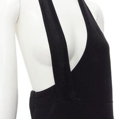 COMME DES GARCONS 1980s Vintage black nylon cotton halter bias skirt dress