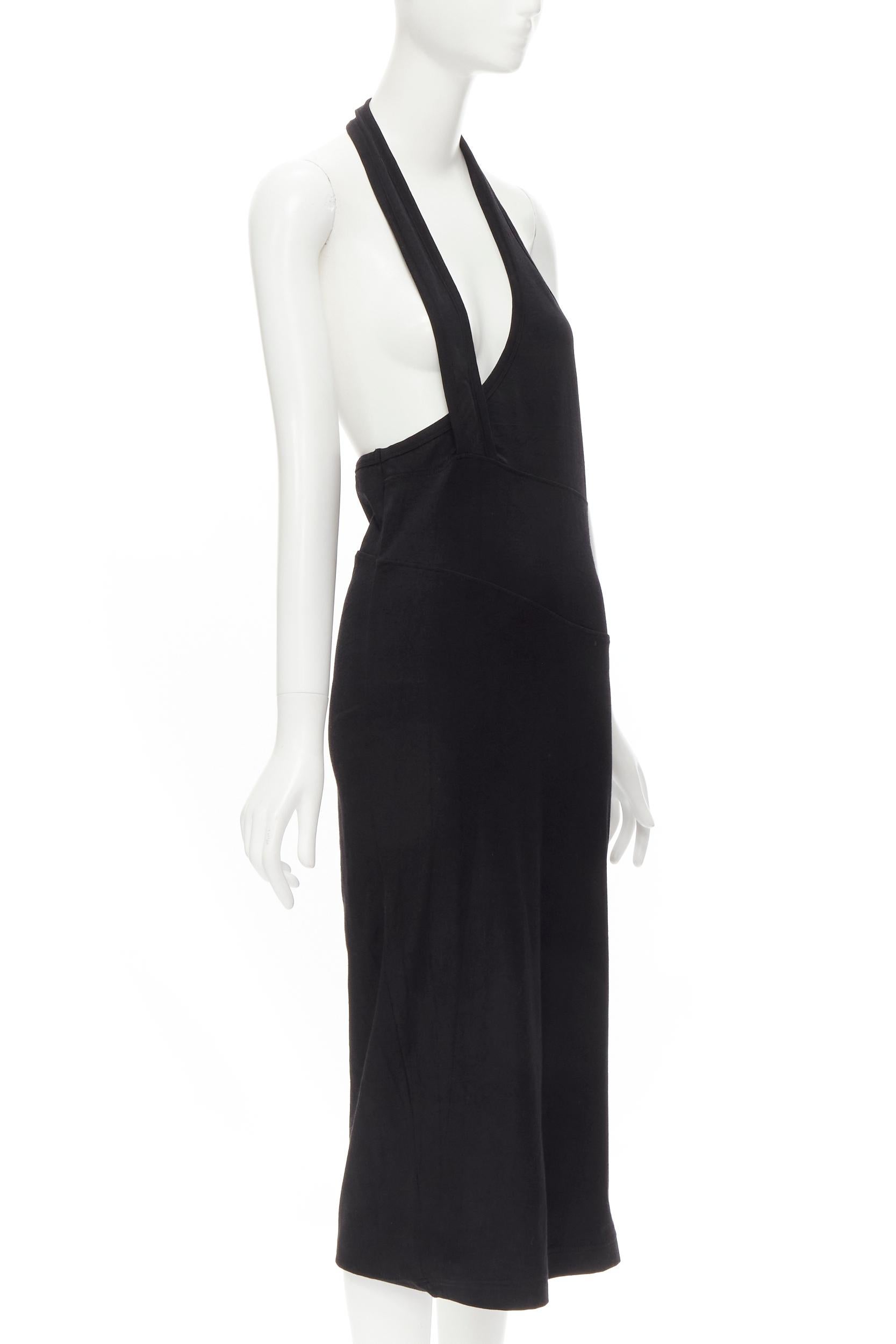 Black COMME DES GARCONS 1980s Vintage black nylon cotton halter bias skirt dress For Sale
