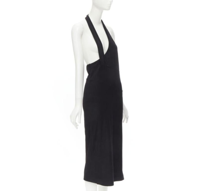 Black COMME DES GARCONS 1980s Vintage black nylon cotton halter bias skirt dress For Sale