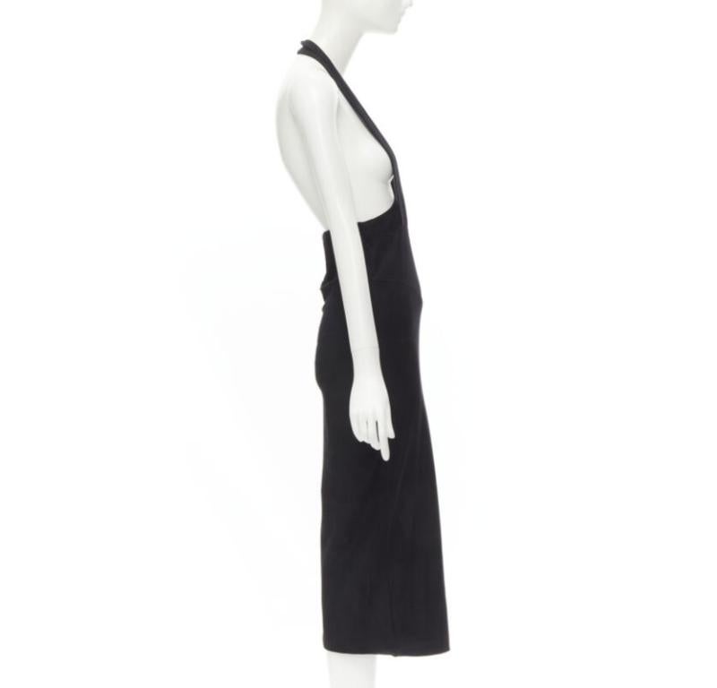 COMME DES GARCONS 1980s Vintage black nylon cotton halter bias skirt dress In Excellent Condition For Sale In Hong Kong, NT