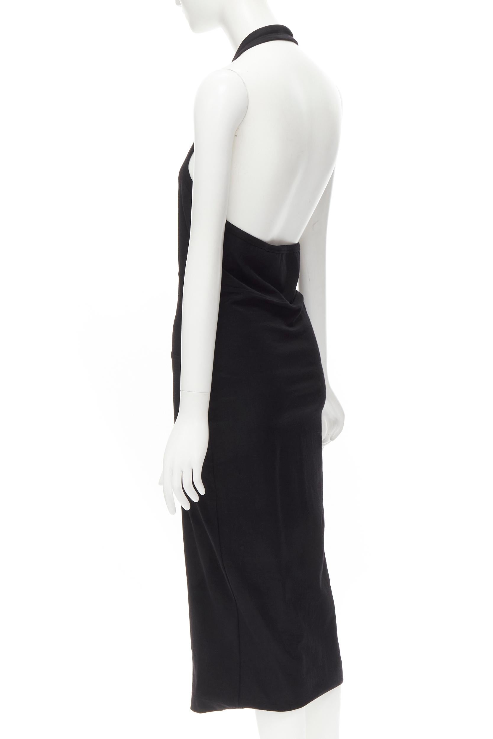 COMME DES GARCONS 1980s Vintage black nylon cotton halter bias skirt dress For Sale 1