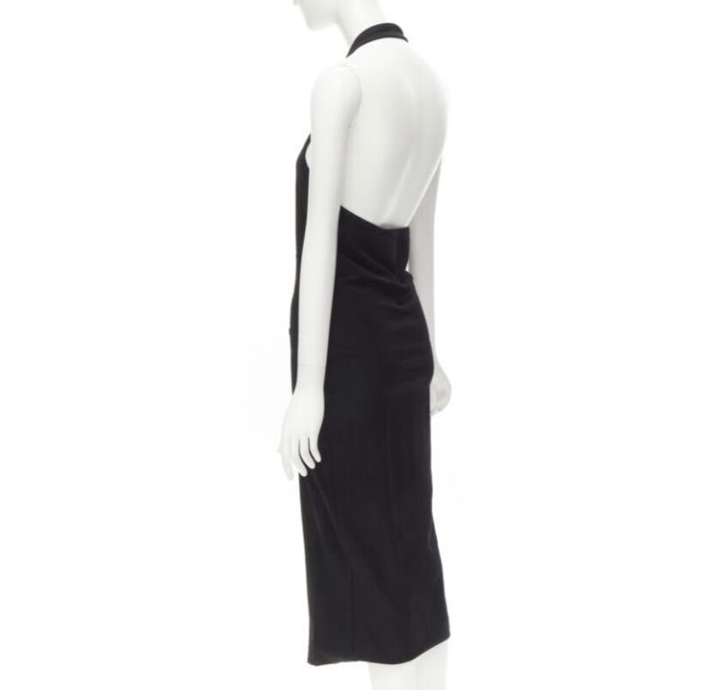 COMME DES GARCONS 1980s Vintage black nylon cotton halter bias skirt dress For Sale 1
