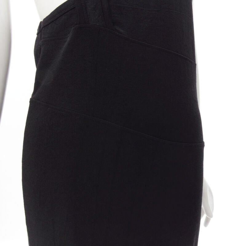 COMME DES GARCONS 1980s Vintage black nylon cotton halter bias skirt dress For Sale 3