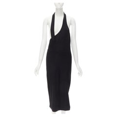 COMME DES GARCONS 1980s Retro black nylon cotton halter bias skirt dress