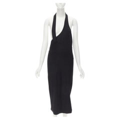 COMME DES GARCONS 1980s Vintage black nylon cotton halter bias skirt dress