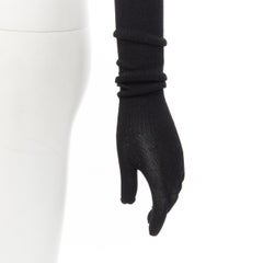 COMME DES GARCONS 1980's Vintage black sock ribbed knit elbow length gloves