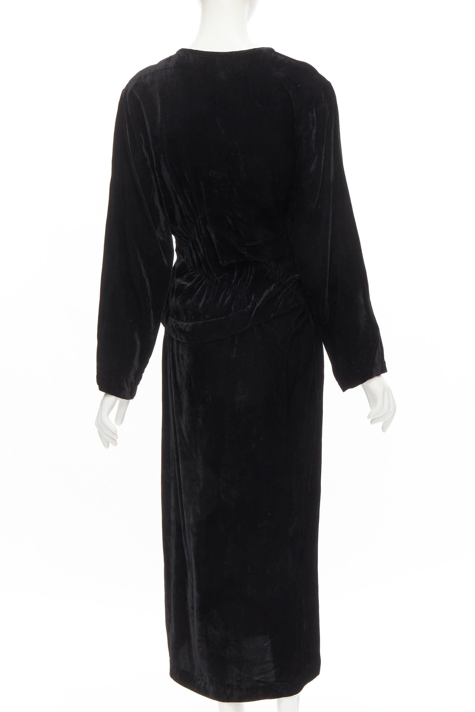 COMME DES GARCONS Robe midi vintage à carreaux irréguliers en velours noir, Taille M, années 1980 Pour femmes en vente
