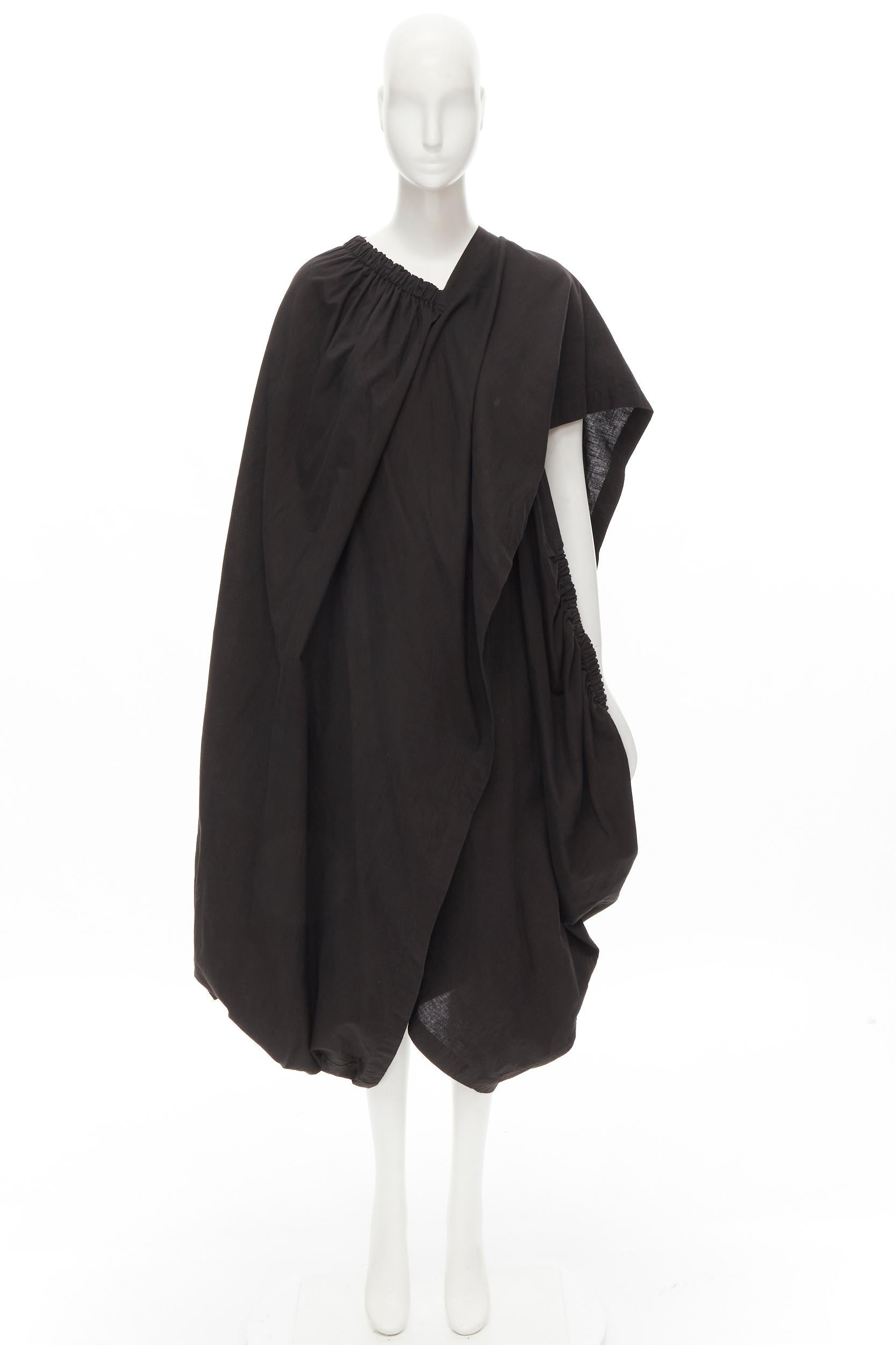 COMME DES GARCONS 1980's Vintage black washed asymmetric draped cocoon dress For Sale 7