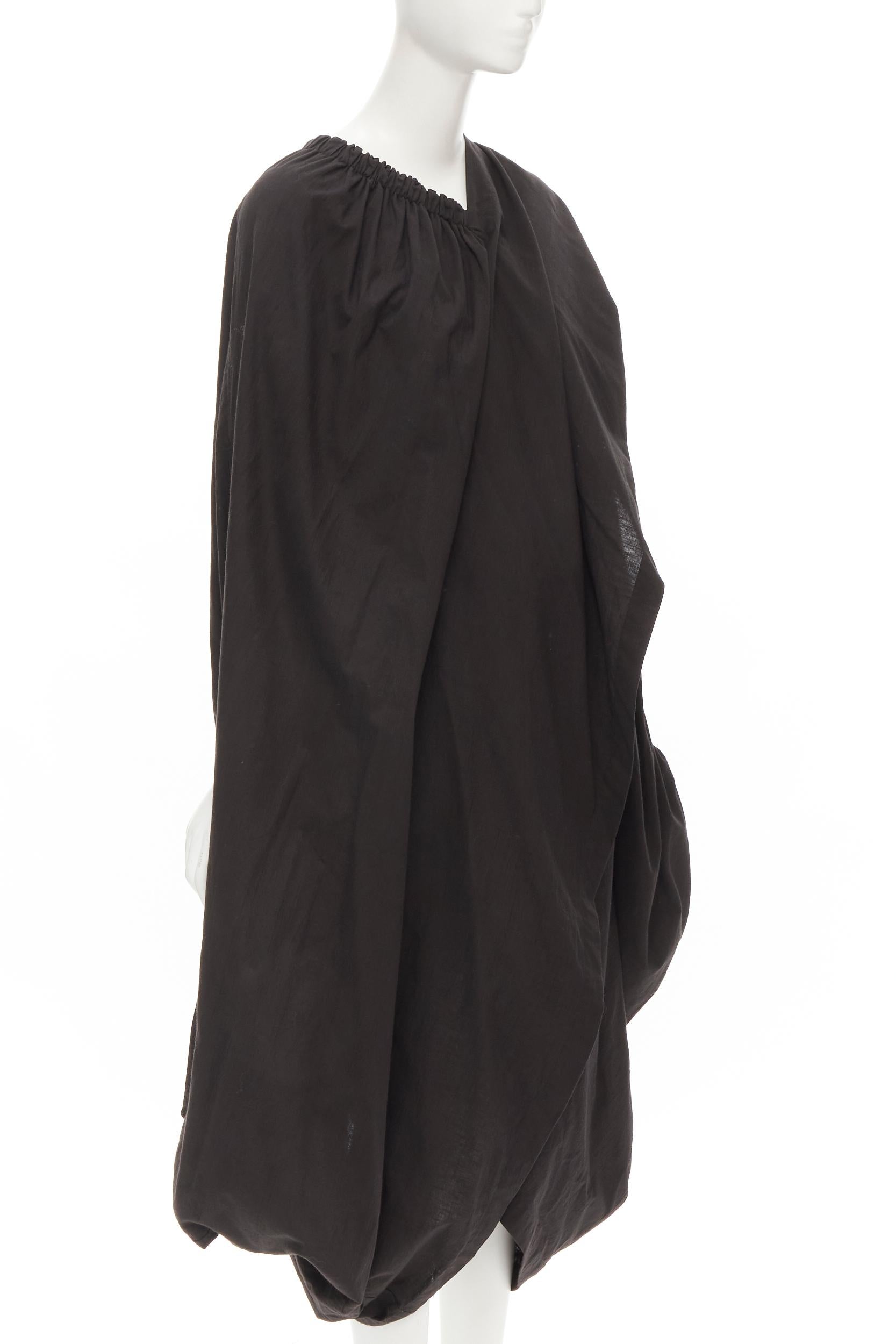 Black COMME DES GARCONS 1980's Vintage black washed asymmetric draped cocoon dress For Sale