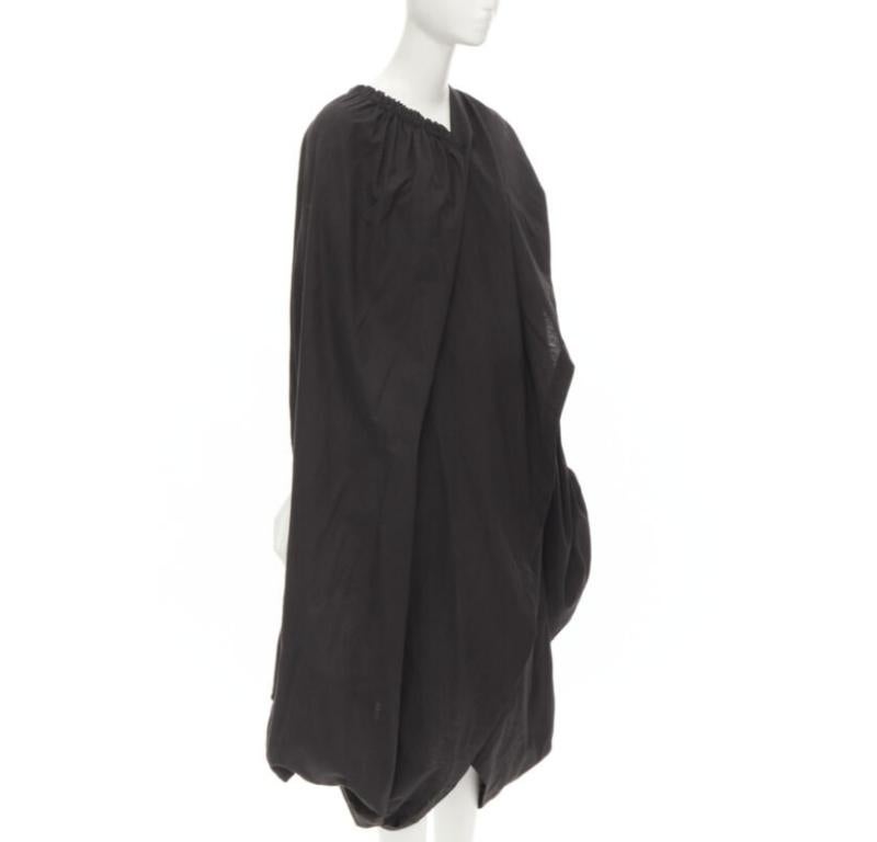 Black COMME DES GARCONS 1980's Vintage black washed asymmetric draped cocoon dress For Sale