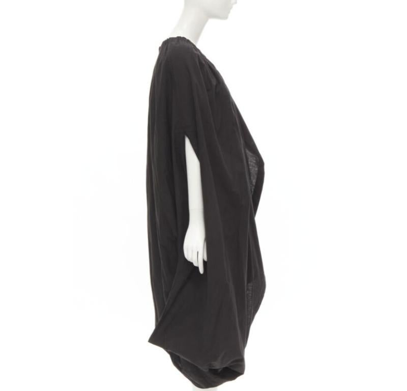 COMME DES GARCONS 1980's Vintage black washed asymmetric draped cocoon dress In Excellent Condition For Sale In Hong Kong, NT