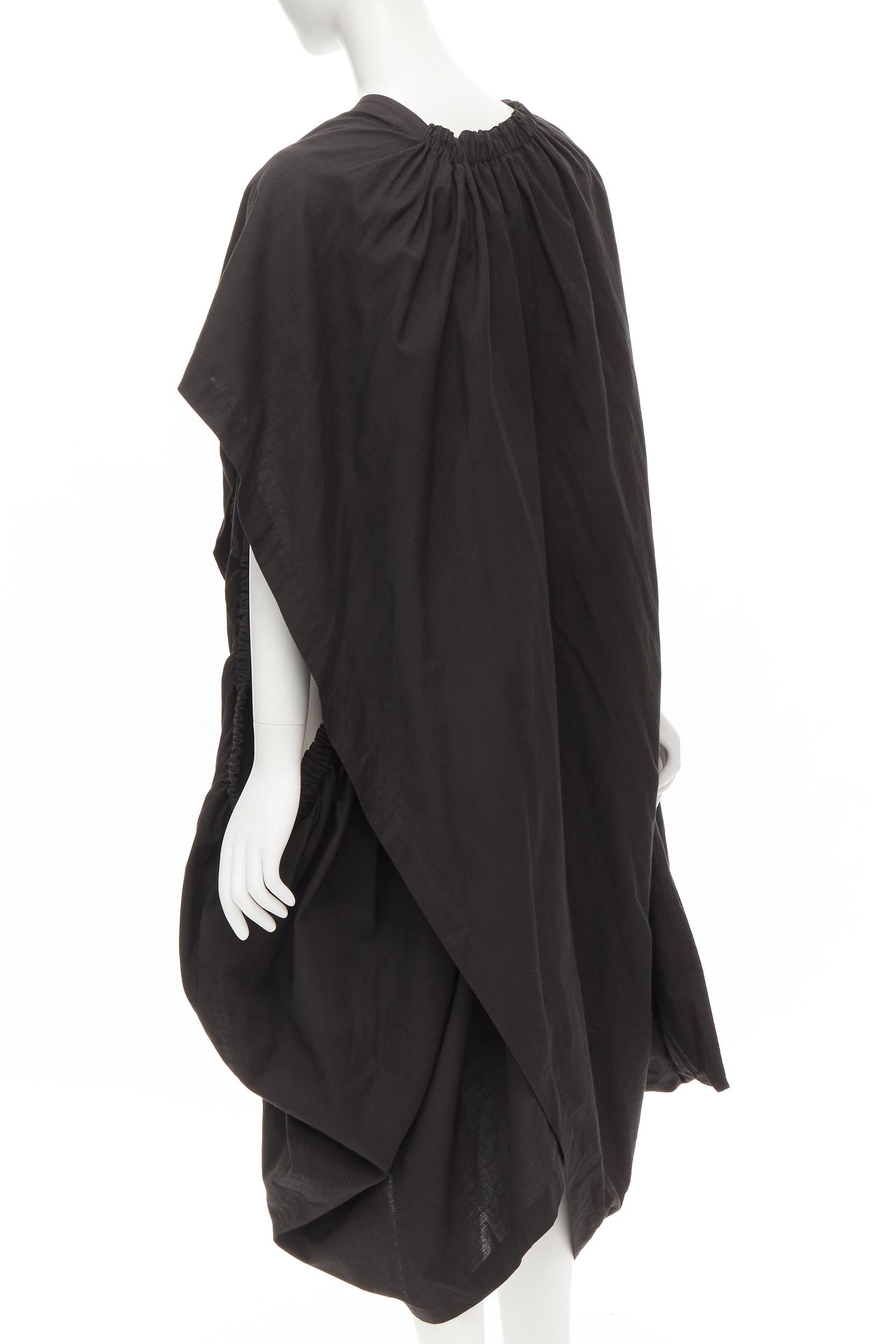 COMME DES GARCONS 1980's Vintage black washed asymmetric draped cocoon dress For Sale 1
