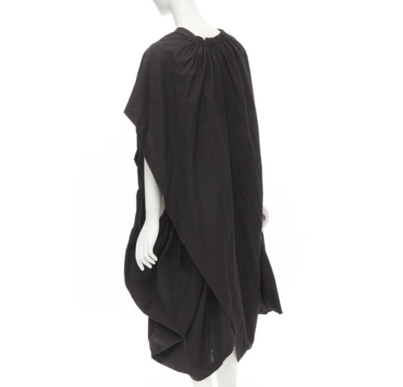 COMME DES GARCONS 1980's Vintage black washed asymmetric draped cocoon dress For Sale 1