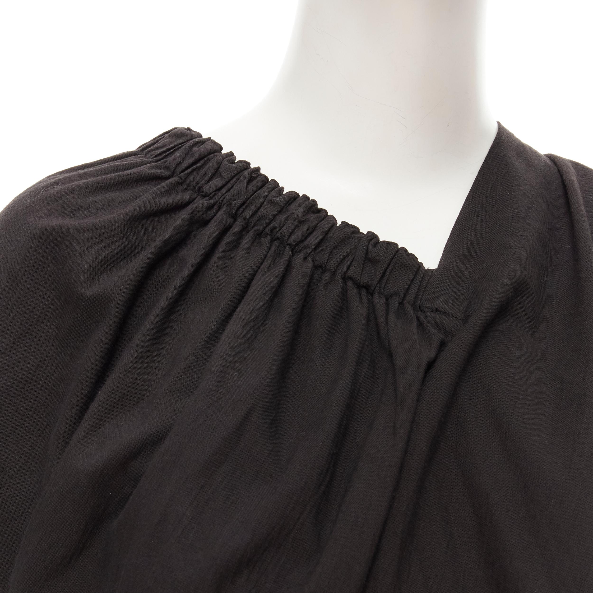COMME DES GARCONS 1980's Vintage black washed asymmetric draped cocoon dress For Sale 2
