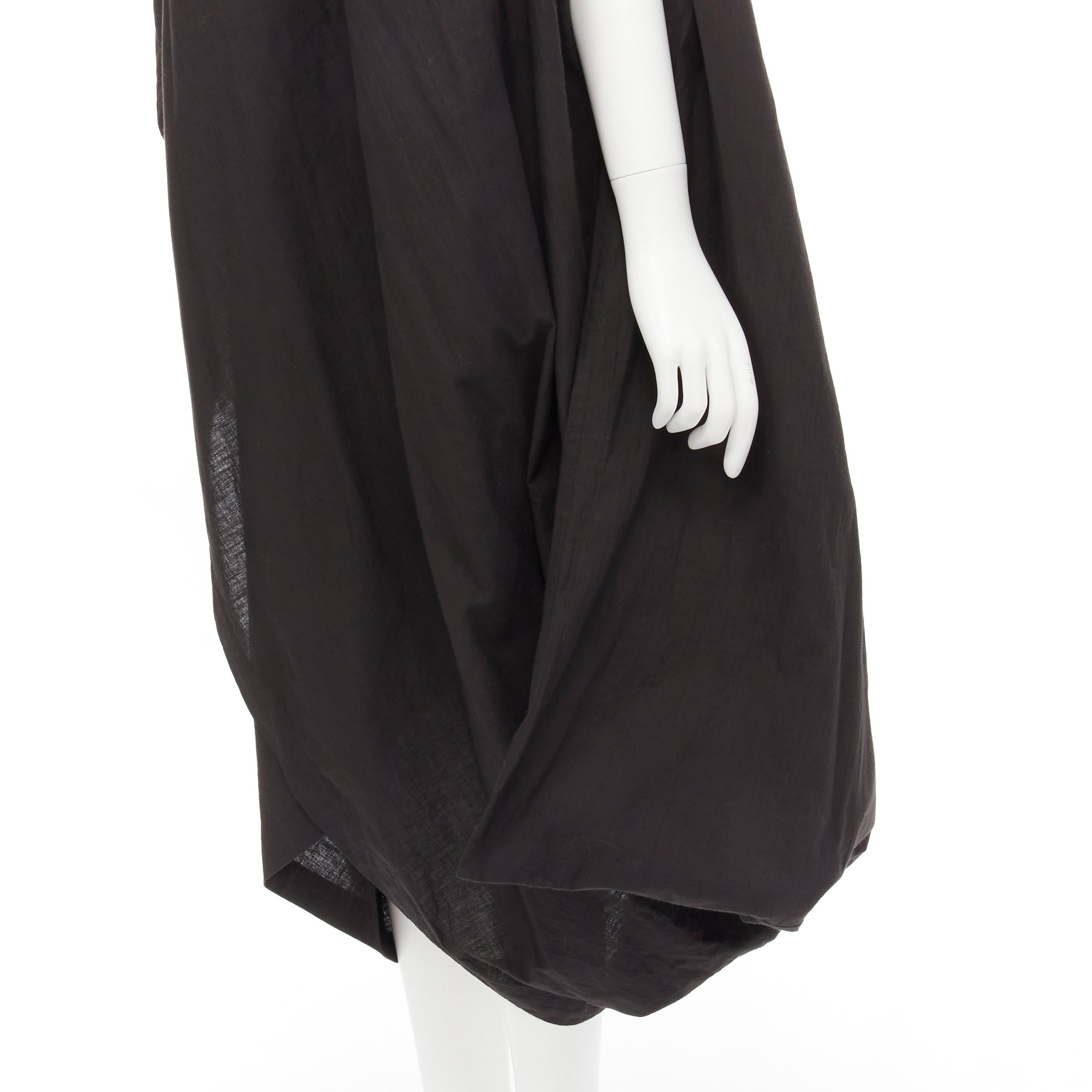 COMME DES GARCONS 1980's Vintage black washed asymmetric draped cocoon dress For Sale 4