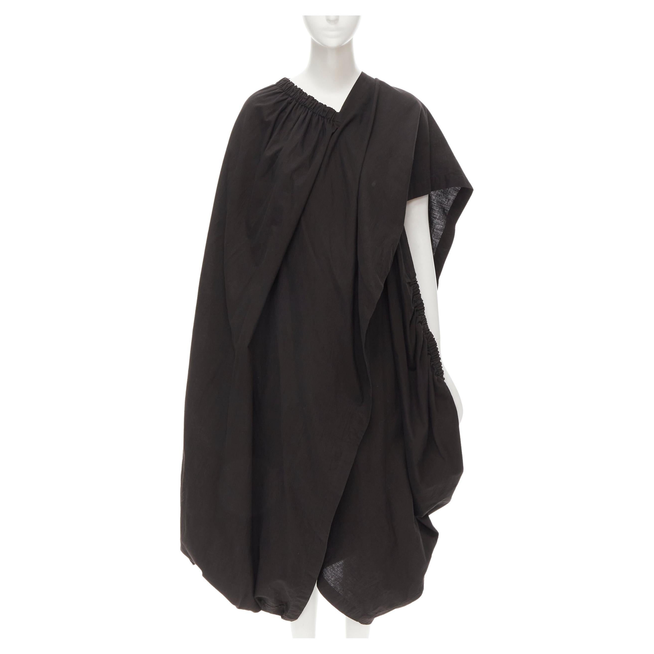 COMME DES GARCONS 1980's Vintage black washed asymmetric draped cocoon dress For Sale