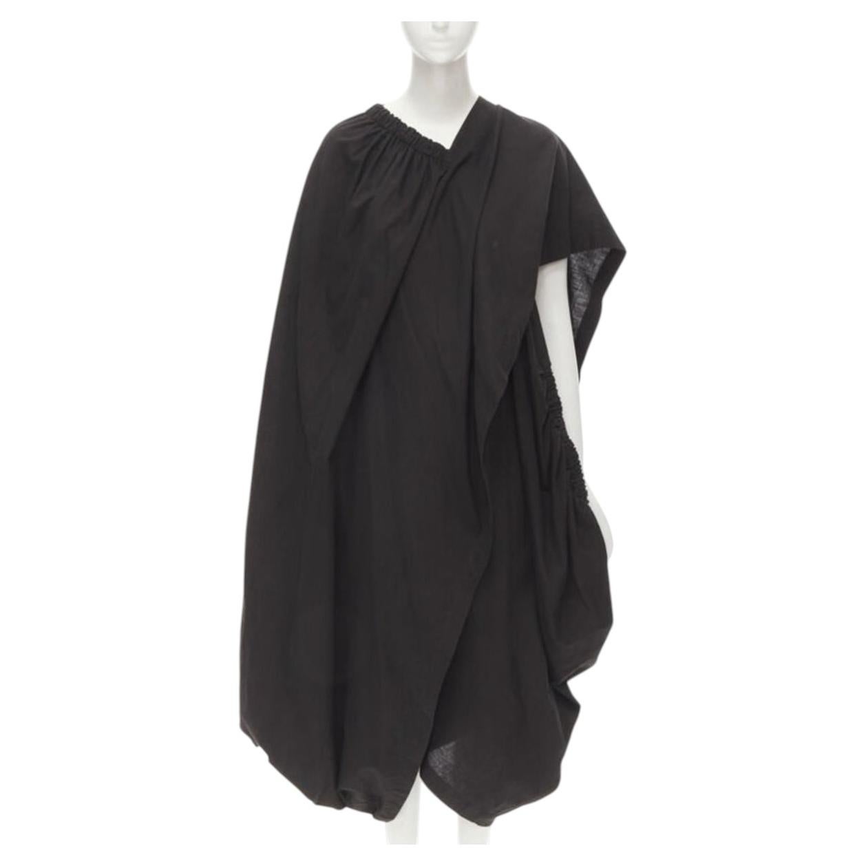 COMME DES GARCONS Años 80 Vintage vestido capullo drapeado asimétrico negro lavado en venta