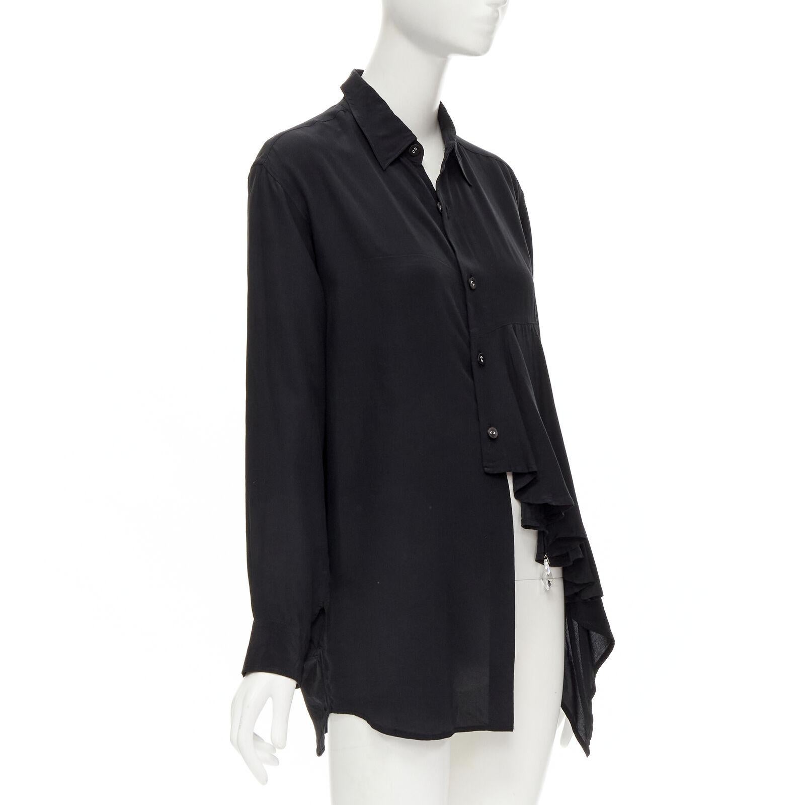Black COMME DES GARCONS 1980's Vintage black waterfall draped chandelier jewel shirt For Sale