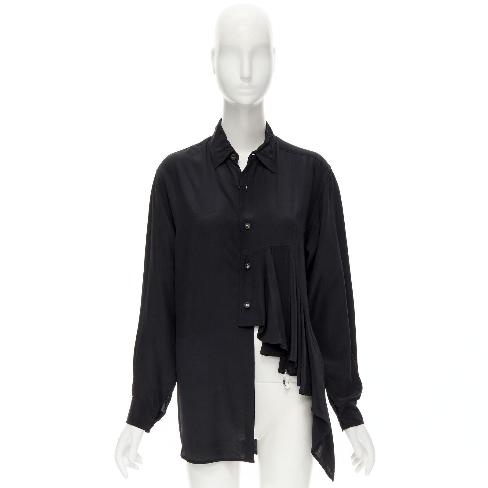 COMME DES GARCONS 1980's Vintage black waterfall draped chandelier jewel shirt For Sale 4