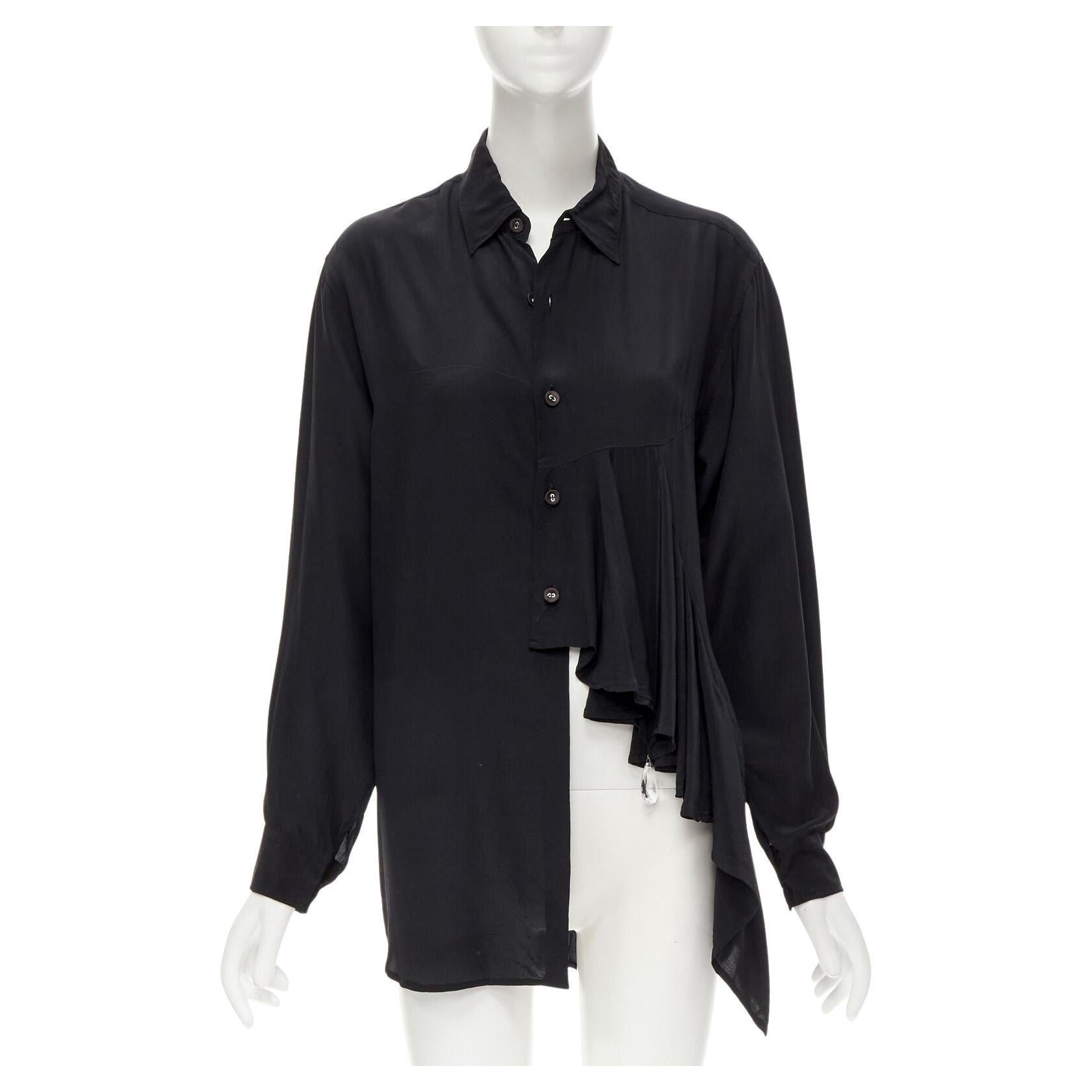 COMME DES GARCONS 1980's Vintage black waterfall draped chandelier jewel shirt For Sale