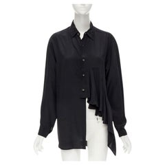 COMME DES GARCONS 1980er Jahre Vintage Schwarzes drapiertes Wasserfall-Schmuckhemd mit Juwelen
