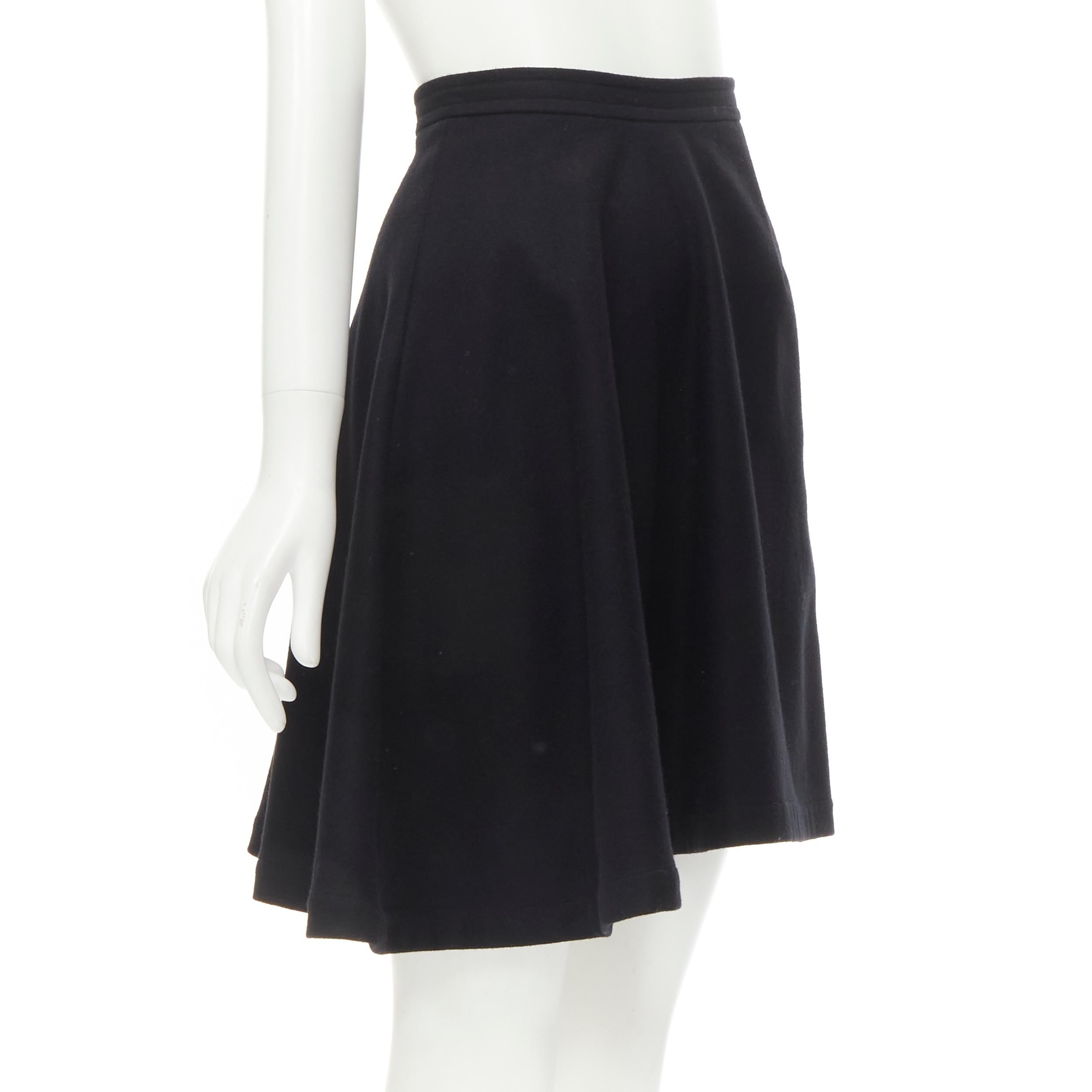 Black COMME DES GARCONS 1980s Vintage black wool felt asymmetric A-line flared skirt S For Sale