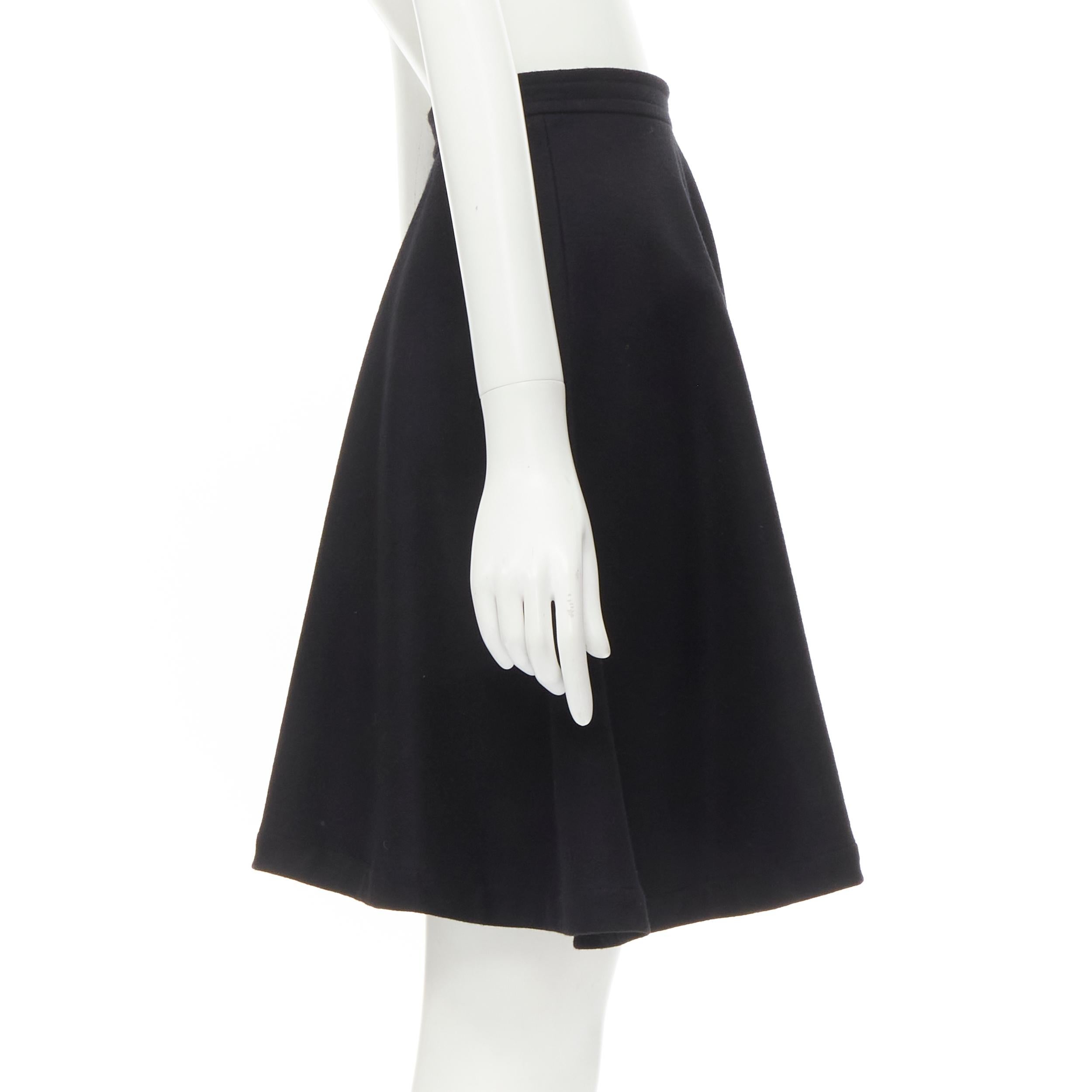 COMME DES GARCONS 1980s Vintage black wool felt asymmetric A-line flared skirt S In Excellent Condition For Sale In Hong Kong, NT