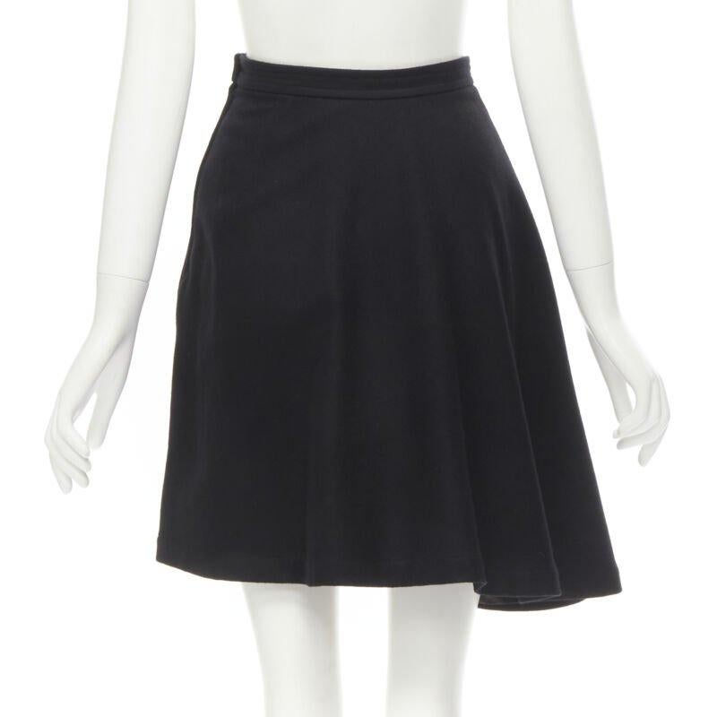 Donna COMME DES GARCONS anni '80 Gonna svasata asimmetrica in feltro di lana nera vintage, linea A S in vendita
