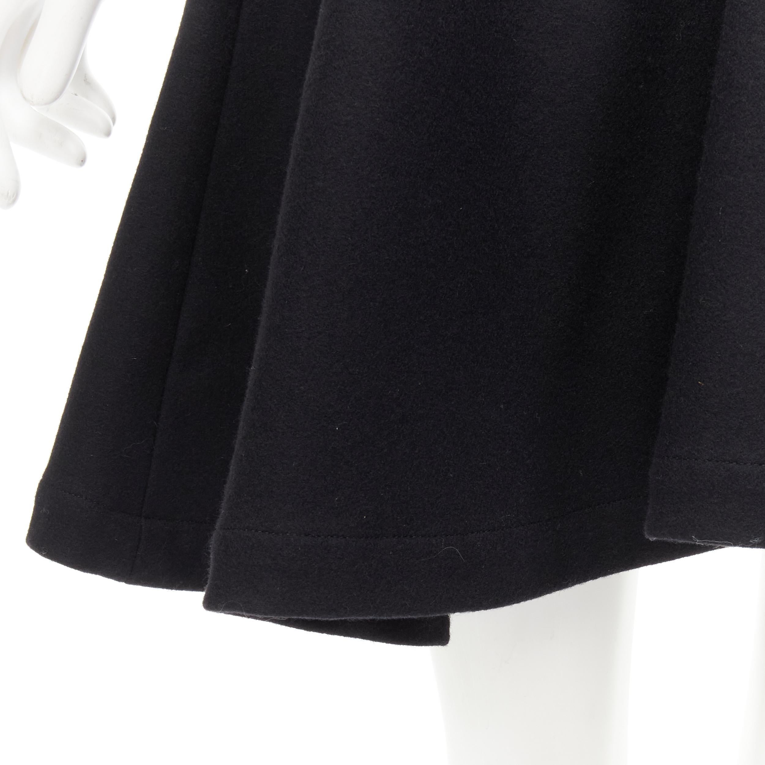 COMME DES GARCONS 1980s Vintage black wool felt asymmetric A-line flared skirt S For Sale 2