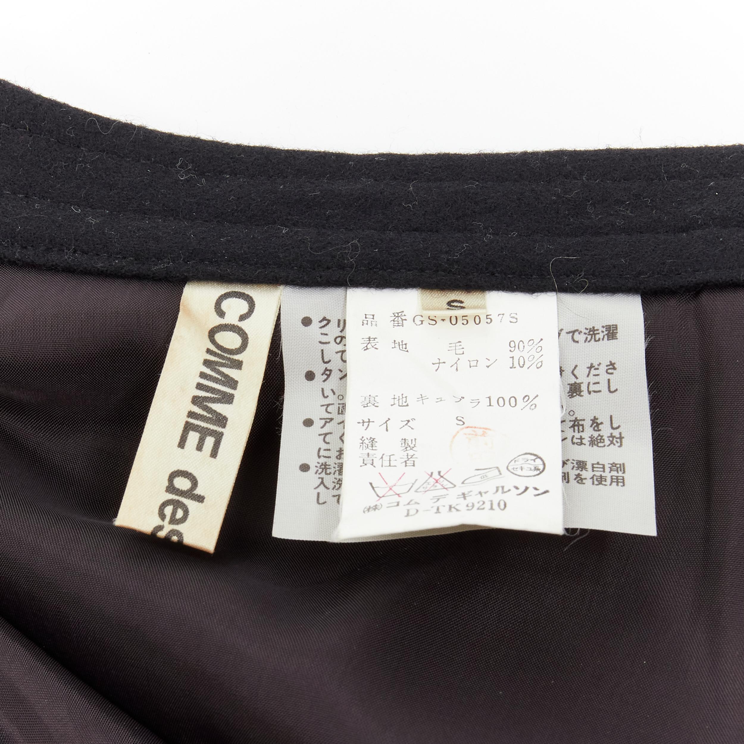 COMME DES GARCONS 1980s Vintage black wool felt asymmetric A-line flared skirt S For Sale 3