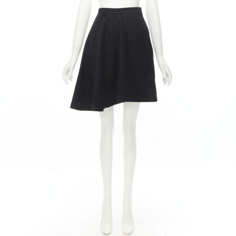 COMME DES GARCONS anni '80 Gonna svasata asimmetrica in feltro di lana nera vintage, linea A S in vendita 4