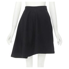 COMME DES GARCONS 1980s Vintage black wool felt asymmetric A-line flared skirt S