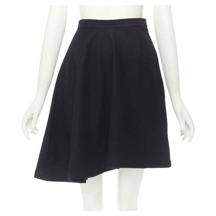 COMME DES GARCONS Años 80 Vintage falda acampanada asimétrica en línea A de fieltro de lana negra S