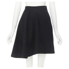 COMME DES GARCONS 1980er Jahre Vintage asymmetrischer ausgestellter Rock aus schwarzer Wolle mit A-Linien-Ausschnitt S
