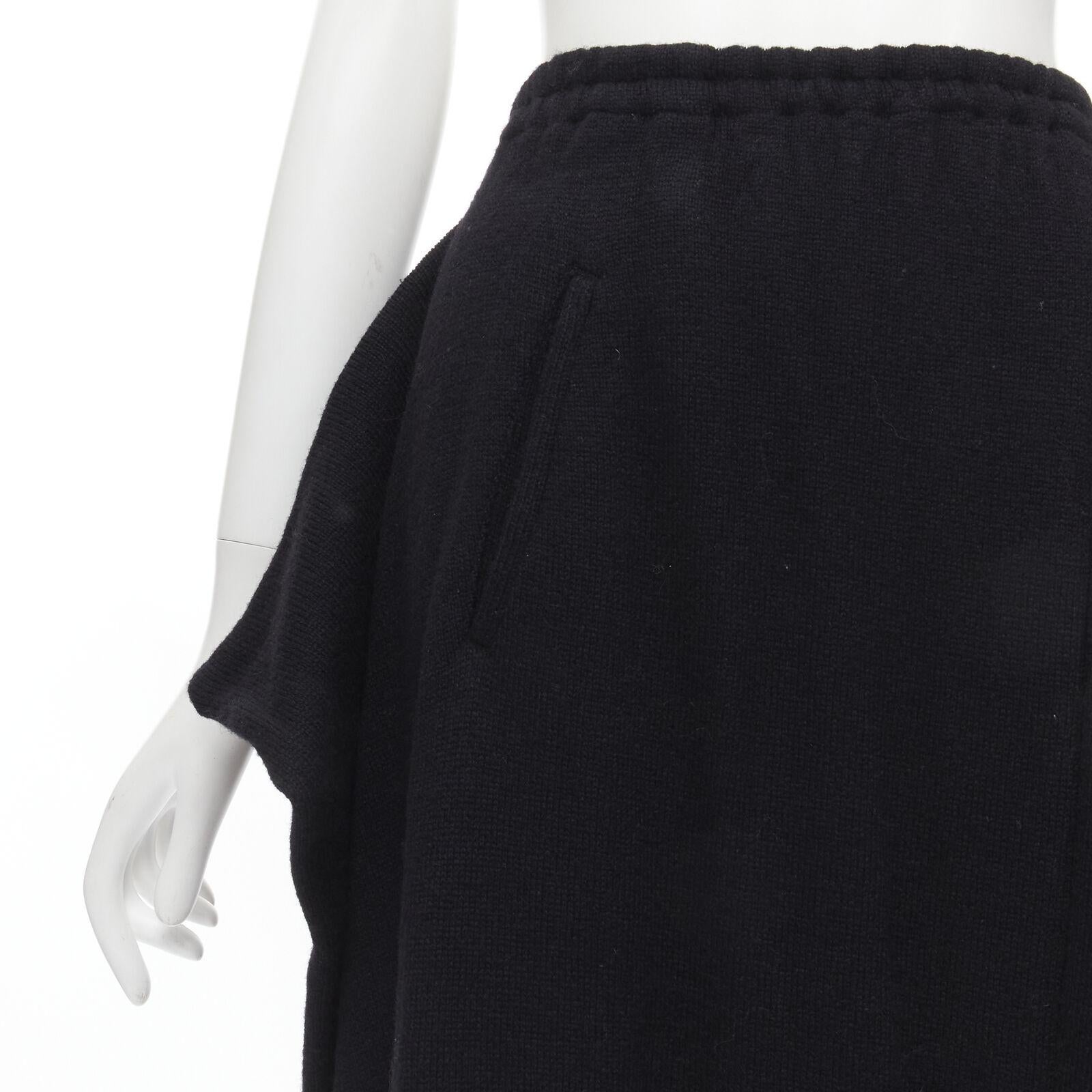 COMME DES GARCONS 1980's Vintage black wool trapeze layered sweater skirt set M For Sale 5