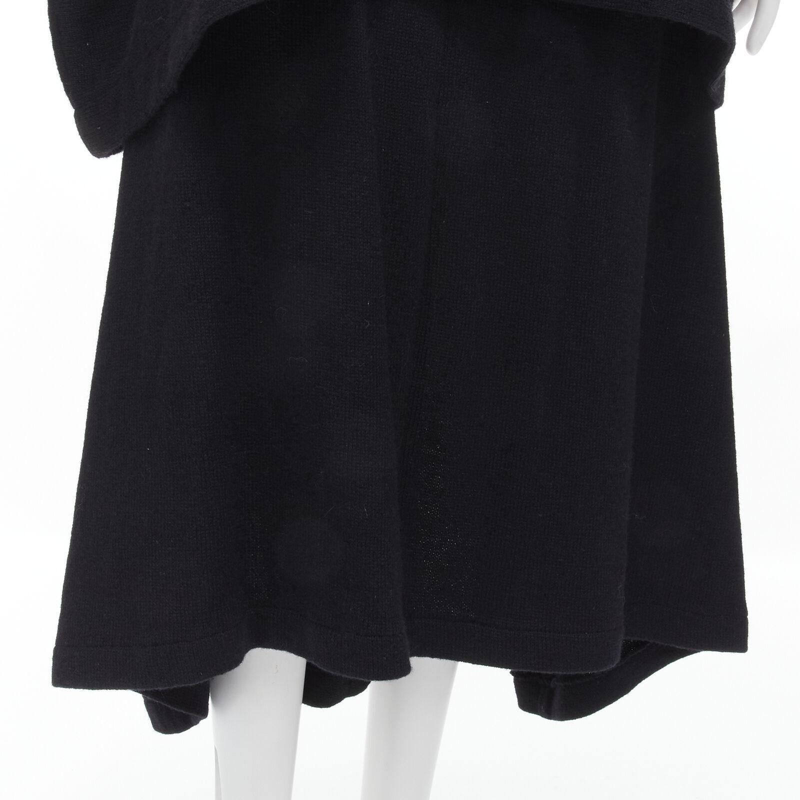 COMME DES GARCONS 1980's Vintage black wool trapeze layered sweater skirt set M For Sale 6