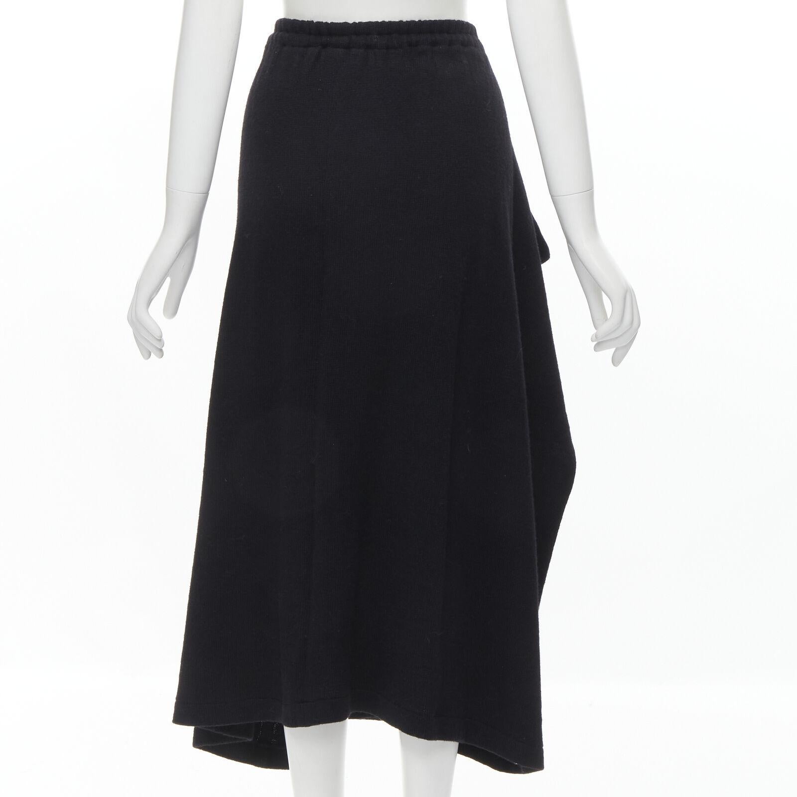 COMME DES GARCONS 1980's Vintage black wool trapeze layered sweater skirt set M For Sale 3