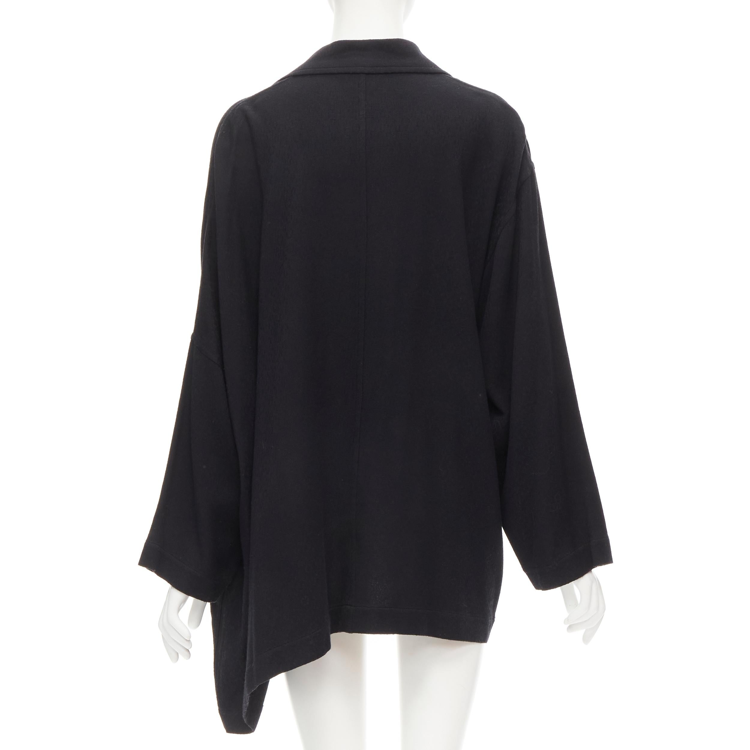 Women's COMME DES GARCONS 1980's Vintage black wool wide cut oversized asymmetric blazer For Sale