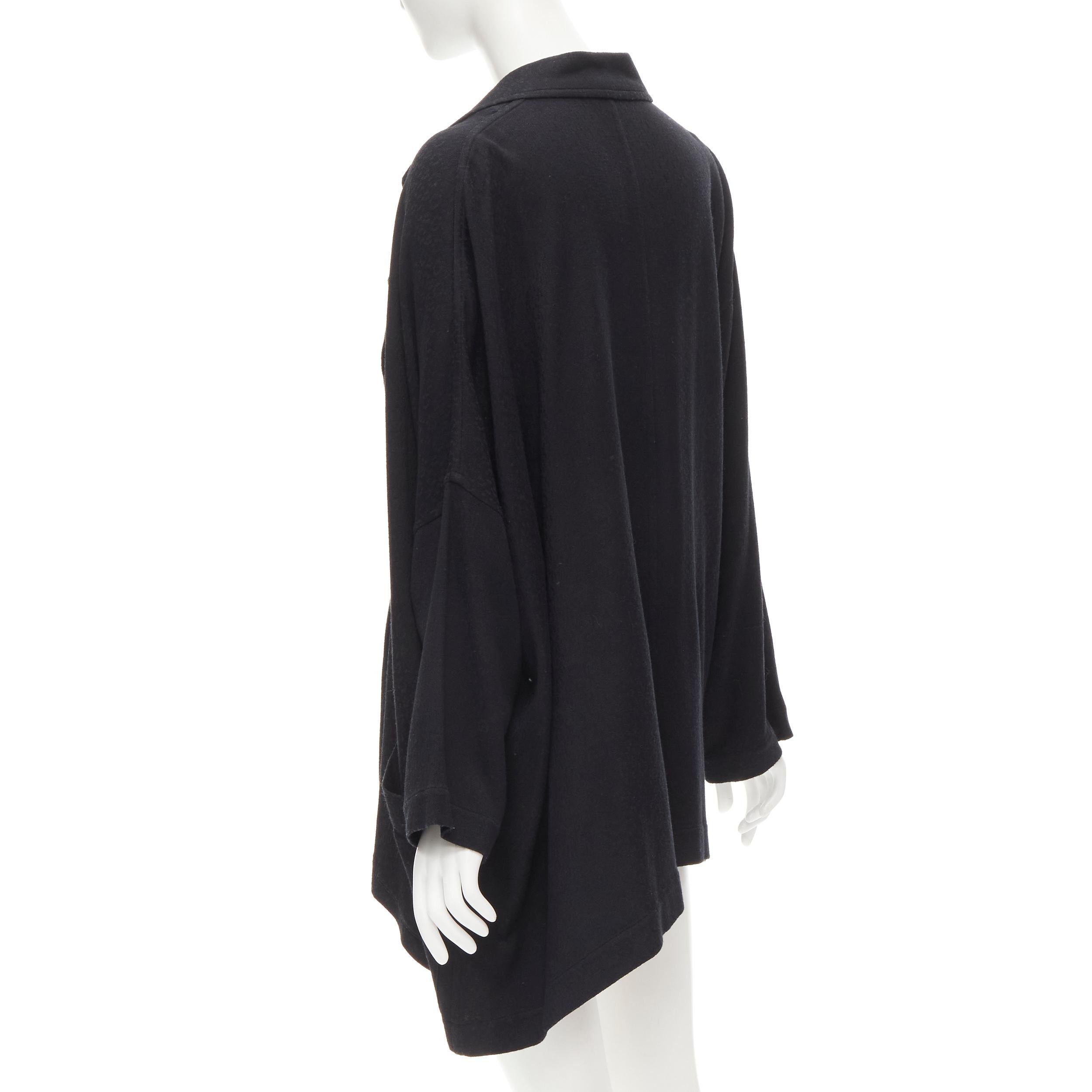 COMME DES GARCONS 1980's Vintage black wool wide cut oversized asymmetric blazer For Sale 1