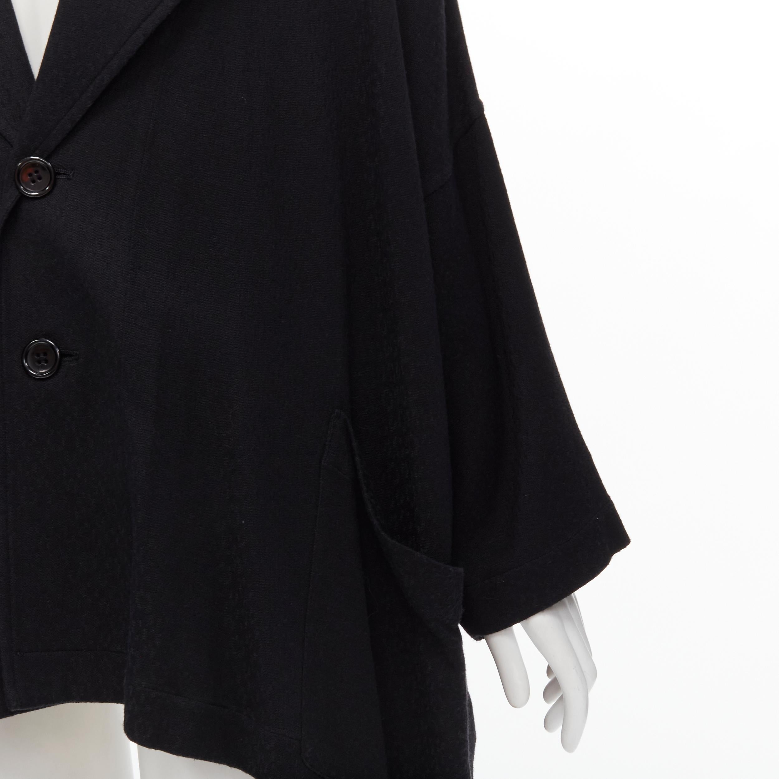 COMME DES GARCONS 1980's Vintage black wool wide cut oversized asymmetric blazer For Sale 2