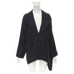 COMME DES GARCONS 1980's Vintage blazer asimétrico oversize de corte amplio de lana negra