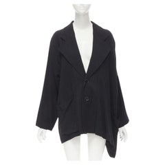 COMME DES GARCONS 1980 Vintage blazer asimmetrico in lana nera dal taglio ampio e oversize
