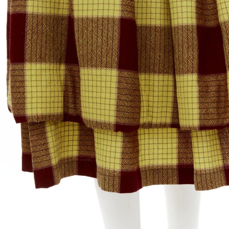 COMME DES GARCONS Vintage 1980's jupe à carreaux superposés avec haut en maille froncée bleu M en vente 6