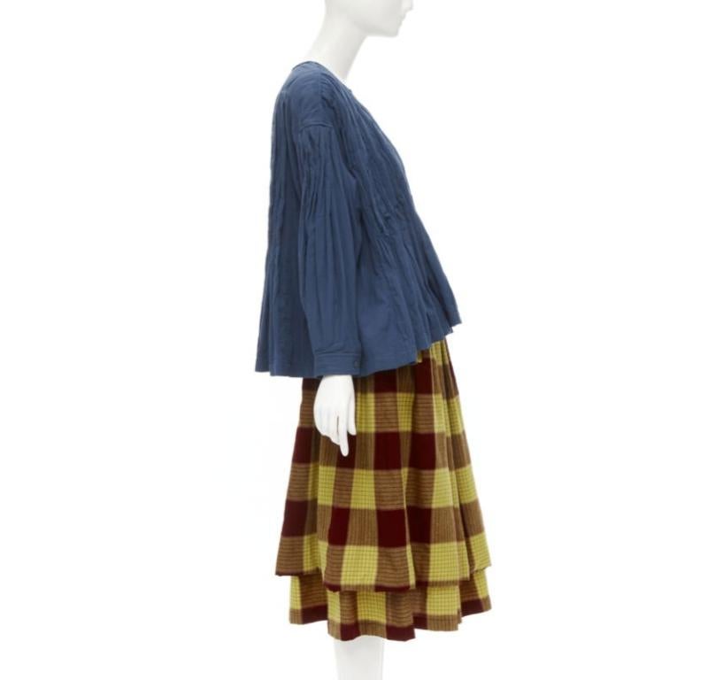 Noir COMME DES GARCONS Vintage 1980's jupe à carreaux superposés avec haut en maille froncée bleu M en vente