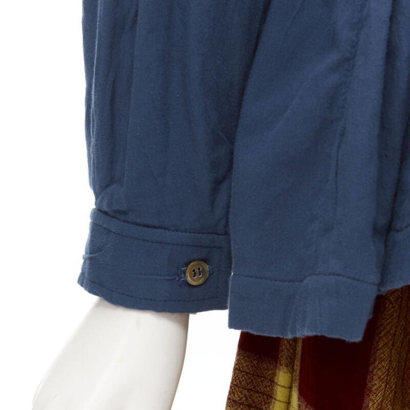 COMME DES GARCONS Vintage 1980's jupe à carreaux superposés avec haut en maille froncée bleu M en vente 2